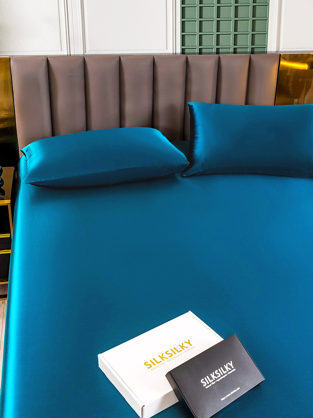[Teal] SilkSilky-CA 25Momme Pure Silk Bedding Set 005