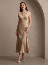 [Champagne] SilkSilky-CA Cap Sleeve Dress 007