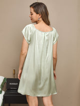 [Mint Green] SilkSilky-CA Cap Sleeve Square Neck Nightgown 002