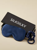 SilkSilky CA 19Momme Pure Silk Eye Mask DarkBlue 001