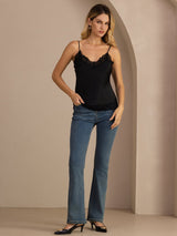[Black] SilkSilky-CA Spaghetti Strap V Neck Camisole 008