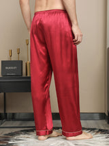 [Red] SilkSilky-CA Pure Silk Mens Sleep Bottoms 002,