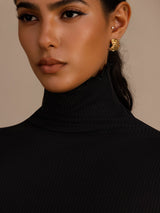 [Black] SilkSilky-CA Long Sleeve Turtle Neck Women's T-Shirt 006