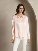 [Light Pink] SilkSilky-CA Long Sleeve Lapel Collar Women's Shirt 001