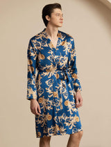 [Navy Dragon] SilkSilky-CA Long Sleeve Men's Robe 001