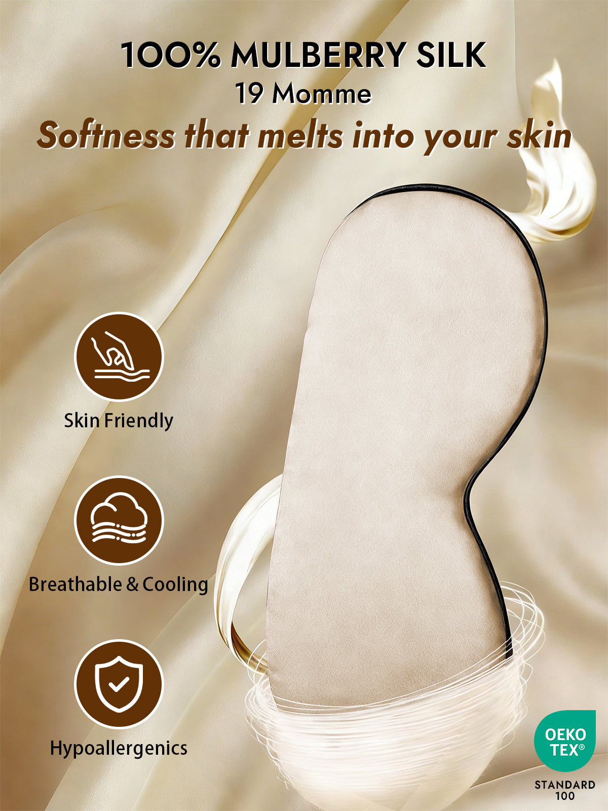 [Beige] SilkSilky-CA 19Momme Pure Silk Eye Mask 003