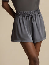 [Dark Gray] SilkSilky-CA 19Momme Stretch Silk Charmeuse Women's Shorts 005