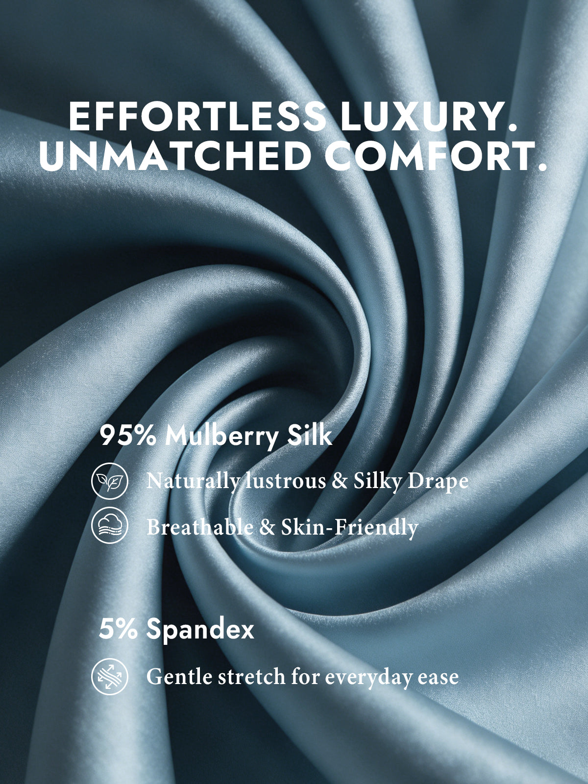 [Grayish Blue] SilkSilky-CA Silk Long Sleeve Lapel Collar Women's Shirt 003