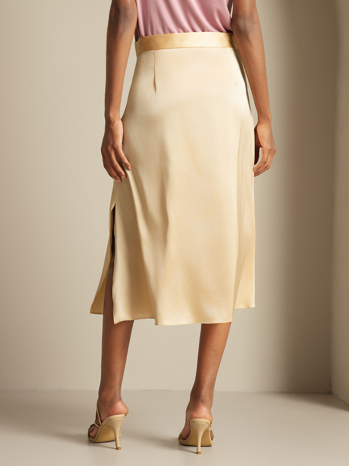 [Champagne] SilkSilky-CA 19Momme Silk Skirt 002