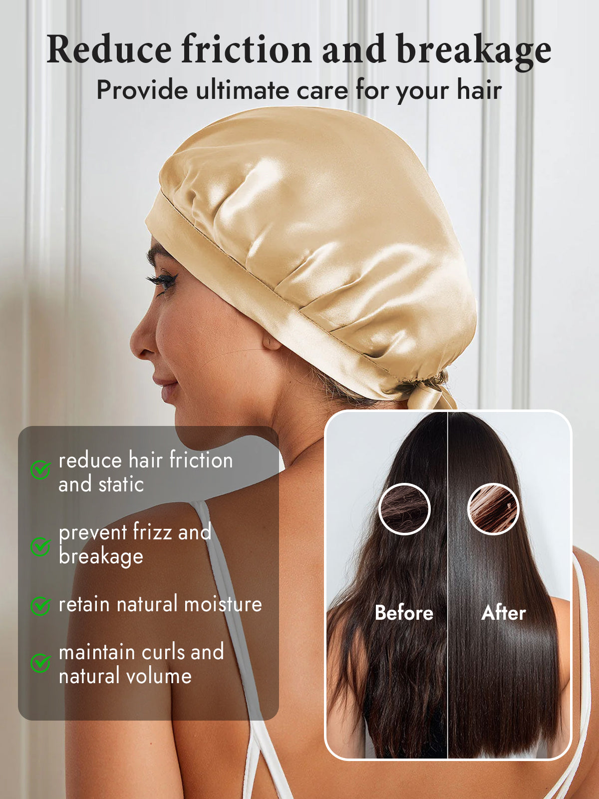 [Champagne] SilkSilky-CA Pure Silk Sleep Cap 004