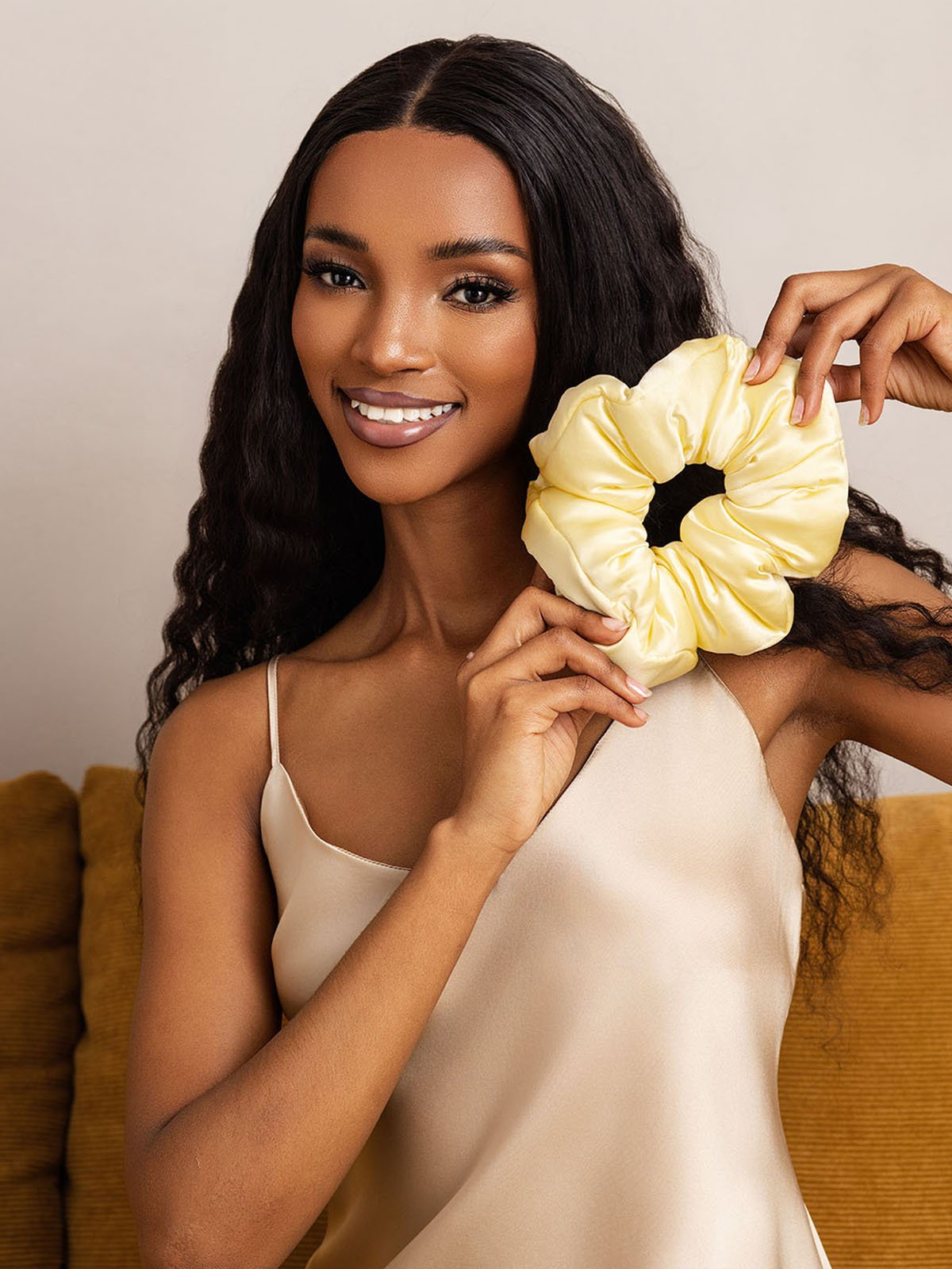 [Yellow] SilkSilky-CA Pure Silk Scrunchie 003
