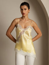 [Light Yellow] SilkSilky-CA Spaghetti Strap V Neck Camisole 001