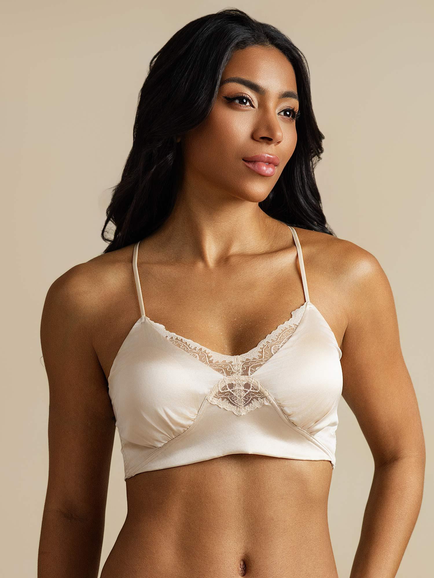 [Champagne] SilkSilky-CA Pure Silk Bra 001
