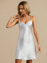[Light Blue] SilkSilky-CA Spaghetti Strap V Neck Nightgown 006