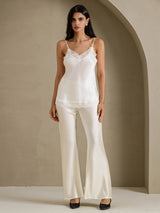 [White] SilkSilky-CA Spaghetti Strap V Neck Camisole 007