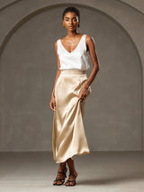 [White] SilkSilky-CA Sleeveless V Neck Camisole 007