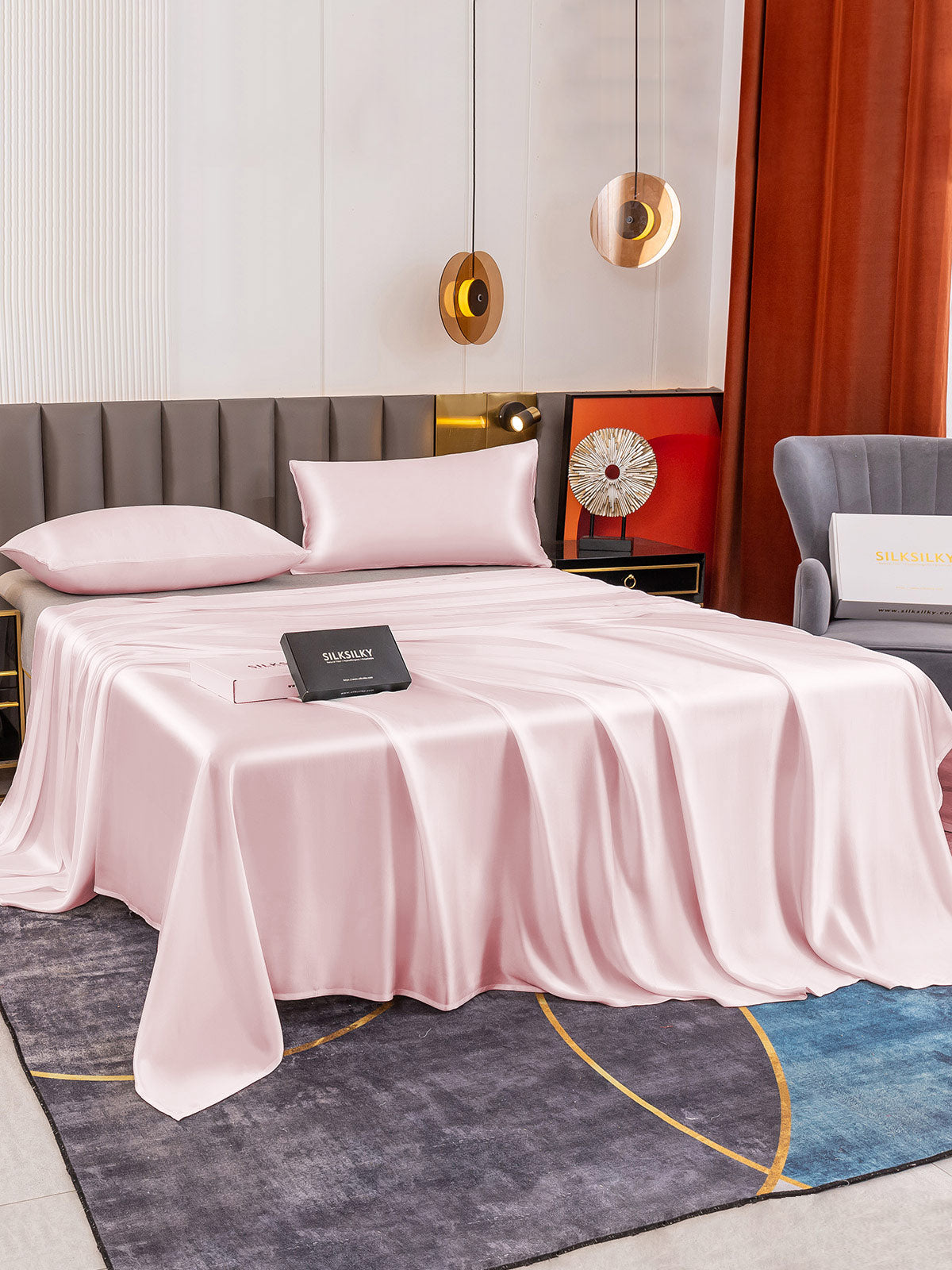 SilkSilky CA 19Momme Pure Silk Bedding Set Pink 003