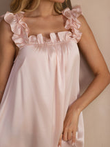 [Pink] SilkSilky-CA Sleeveless Square Neck Nightgown 003