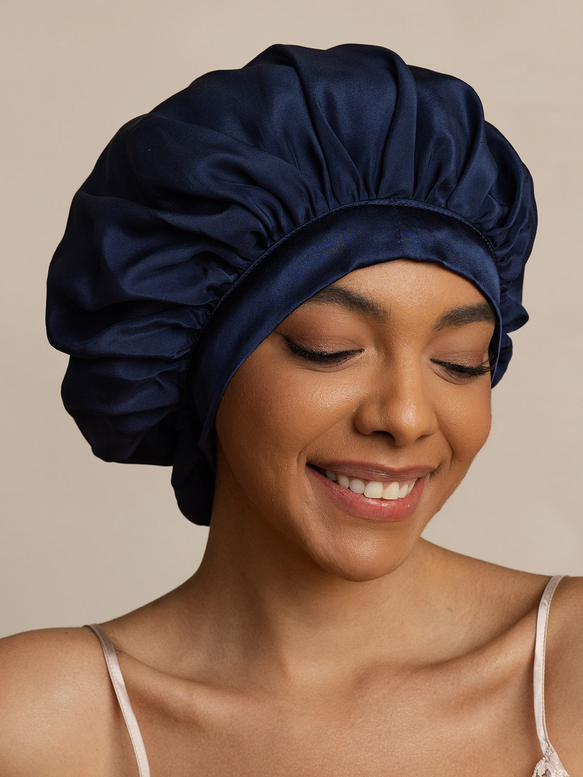 [Dark Blue] SilkSilky-CA Pure Silk Sleep Cap 004