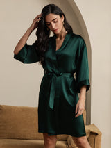 [Dark Green] SilkSilky-CA 3/4 Sleeve Women's Robe 006