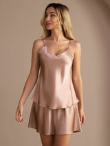 [Tuscany] SilkSilky-CA Spaghetti Strap V Neck Camisole Set 001