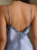 [Steel Blue] SilkSilky-CA Spaghetti Strap V Neck Camisole Set 005