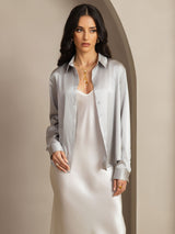 [Light Gray] SilkSilky-CA Long Sleeve Lapel Collar Women's Shirt 006