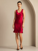 [Wine] SilkSilky-CA Sleeveless Scoop Neck Nightgown 003