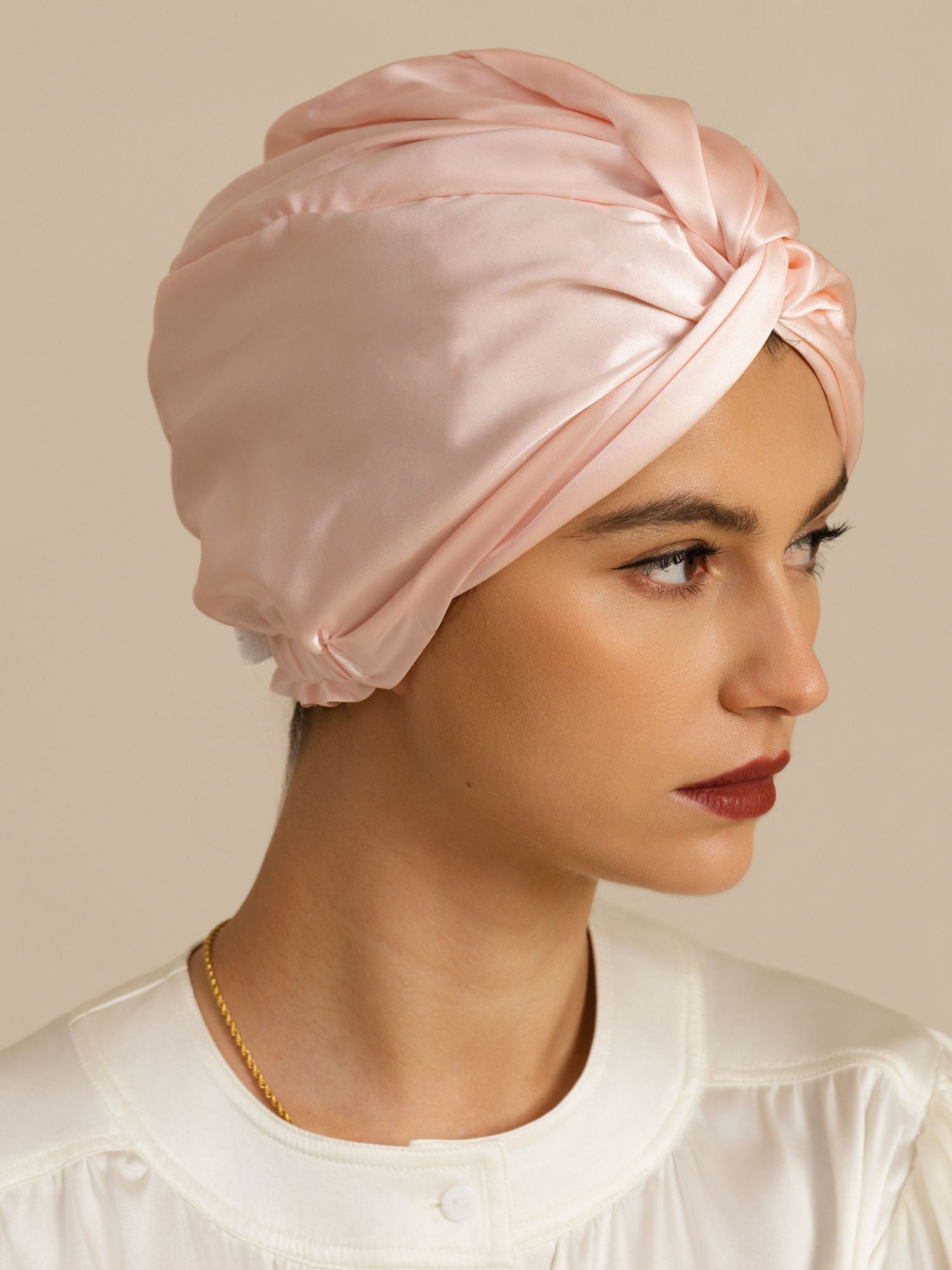 [Pink] SilkSilky-CA 22Momme Sleep Cap 003