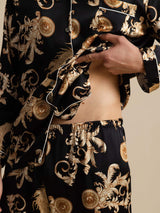 [Black Dragon] SilkSilky-CA Long Sleeve Lapel Collar Men's Pajamas 005