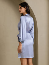 [Steel Blue] SilkSilky-CA 3/4 Sleeve Women's Robe 002