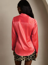 [Imperial Red] SilkSilky-CA Long Sleeve Lapel Collar Women's Shirt 002