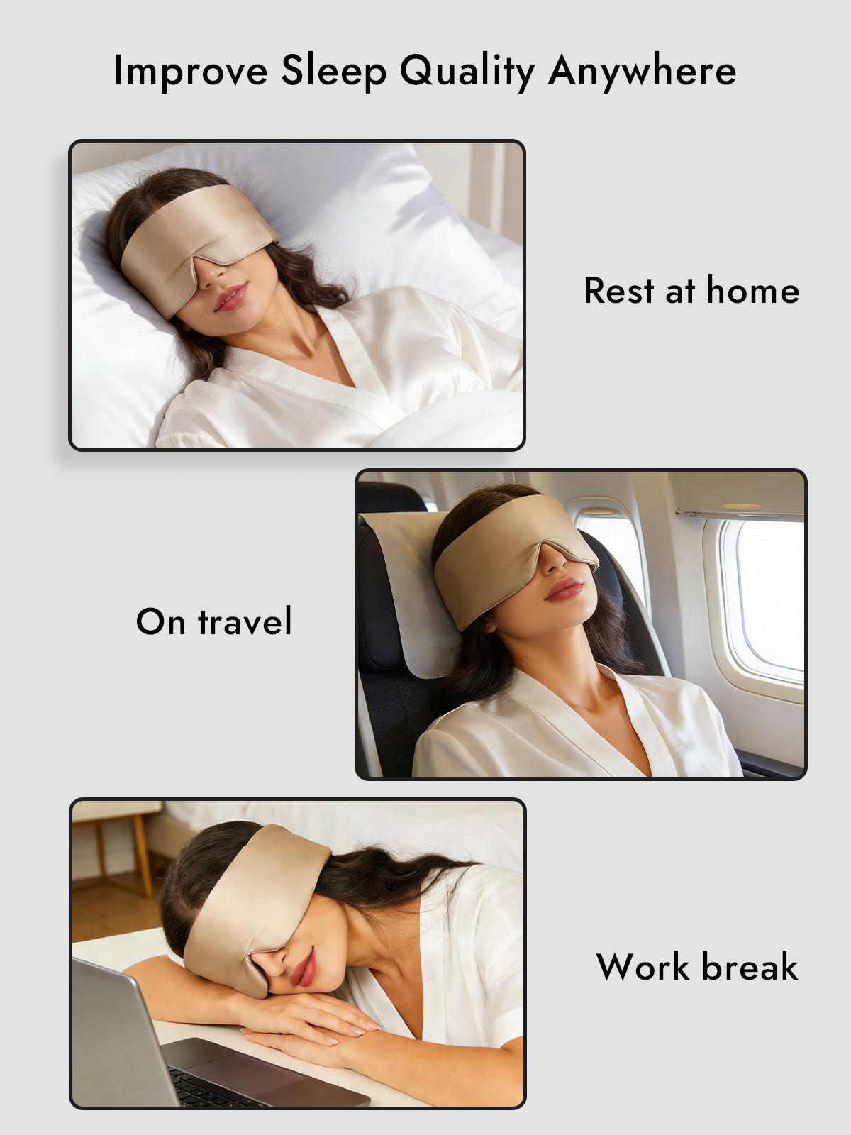 [Beige] SilkSilky-CA 19Momme Pure Silk Eye Mask 006