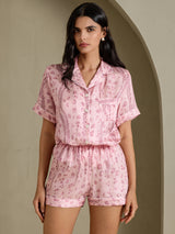 [Pink Leopard] SilkSilky-CA Short Sleeve Notch Collar Women's Pajamas 004