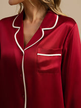 [Wine] SilkSilky-CA Long Sleeve Notch Collar Women's Pajamas 004