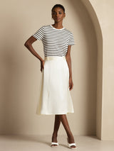 [Ivory] SilkSilky-CA 19Momme Stretch Silk Charmeuse Skirt 004