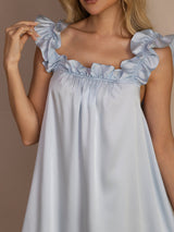 [Grayish Blue] SilkSilky-CA Sleeveless Square Neck Nightgown 007