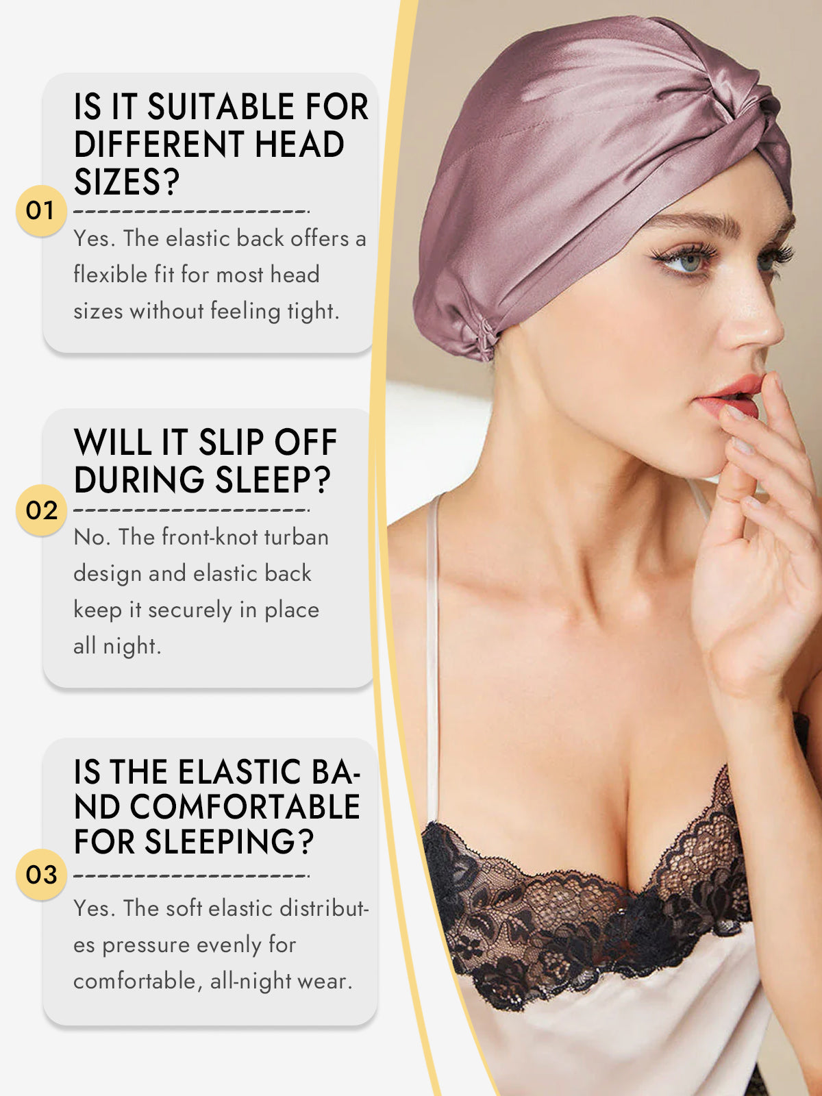 [Pale Mauve] SilkSilky-CA Pure Silk Sleep Cap 007