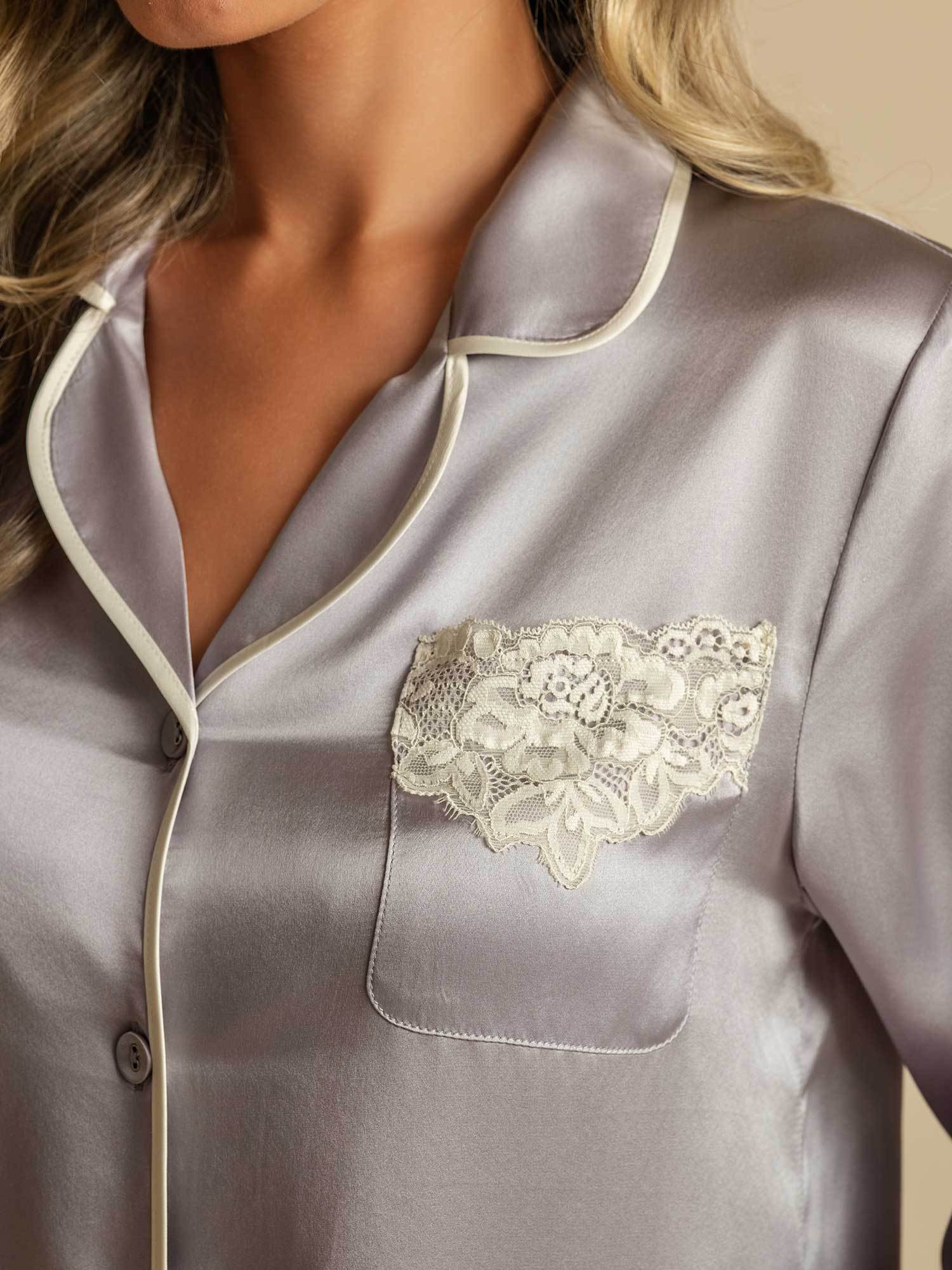 [Lavender] SilkSilky-CA Pure Silk Womens Pajamas 004