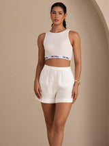 [White] SilkSilky-CA Sleeveless Crew Neck Camisole 007