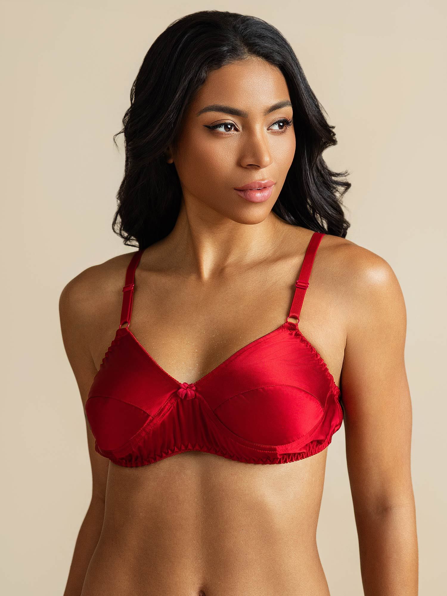 [Red] SilkSilky-CA Pure Silk Bra 007,