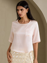 [Pink] SilkSilky-CA Half Sleeve Women's T-Shirt 001