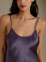 [Purple Gray] SilkSilky-CA Spaghetti Strap V Neck Dress 004