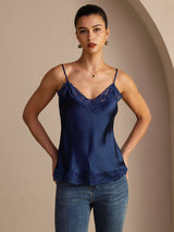 [Dark Blue] SilkSilky-CA Spaghetti Strap V Neck Camisole 001