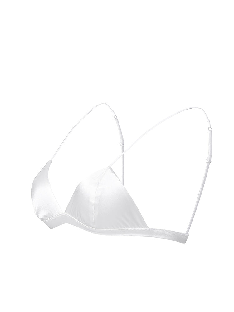 [White] SilkSilky-CA Silk Knitted Bra 005