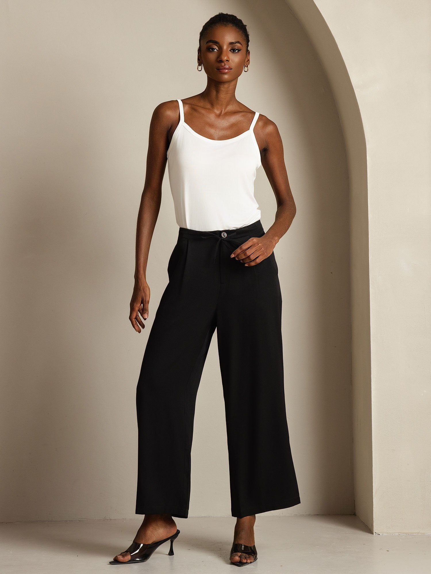 [Black] SilkSilky-CA 19Momme Silk Womens Pants 005