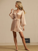 [Yellow Heart Geo] SilkSilky-CA Long Sleeve Women's Robe 006