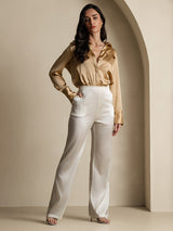 [White] SilkSilky-CA Women's Pants 009