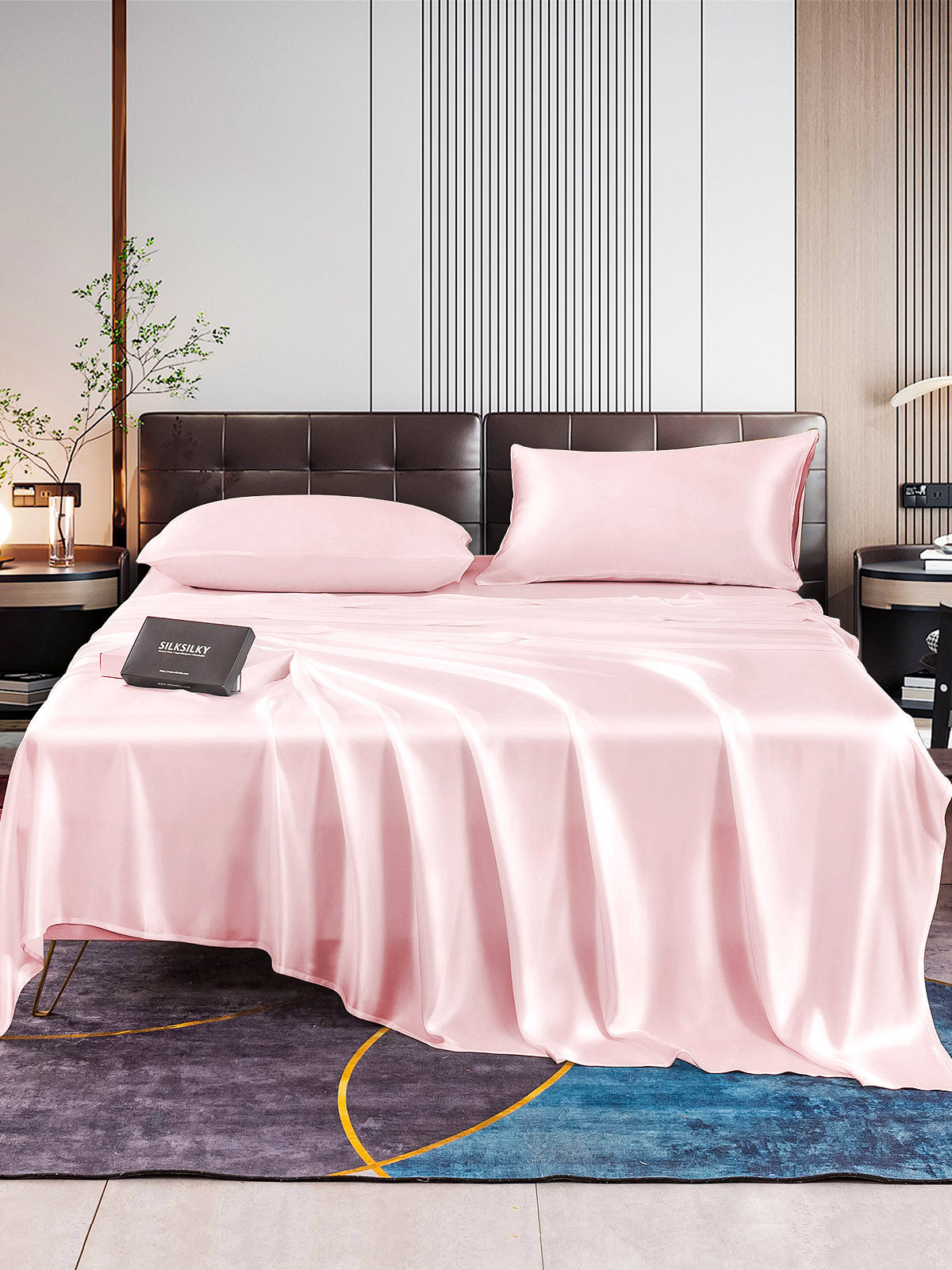 SilkSilky CA 22Momme Pure Silk Bedding Set Pink 001