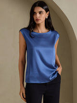 [Real Teal] SilkSilky-CA Cap Sleeve Round Neck Women's T-Shirt 003